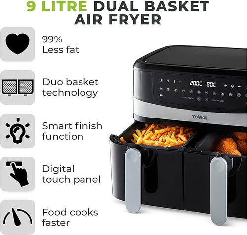 9L TOWER VORTX TWO DRAWER DIGITAL AIR FRYER