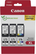 Canon PG-575XL x 2 / CL-576XL High Yield Genuine Ink Cartridges, Pack of 3 (2 x Black, 1 x Colour)