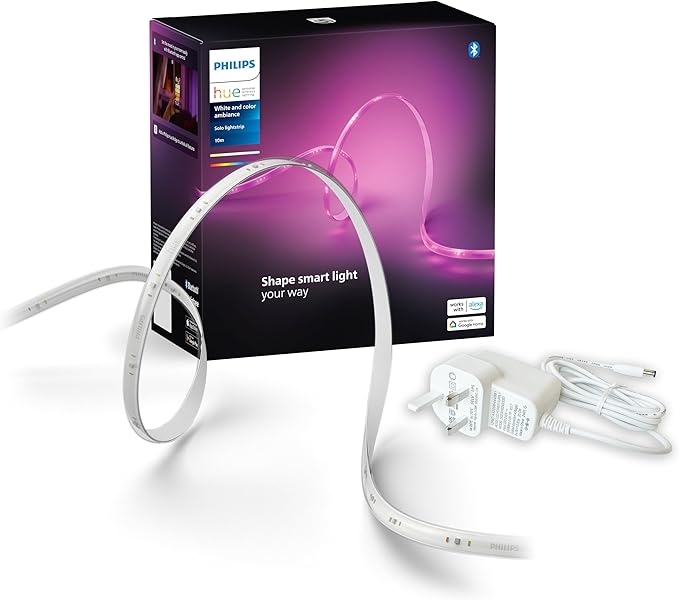 Philips Hue Indoor 10-Meter Smart LED Solo lightstrip (Non Extendable) - 1 Pack - Control with Hue App - Works with Alexa, Google Assistant and Apple HomeKit, Plug Type G [Energy Class G]