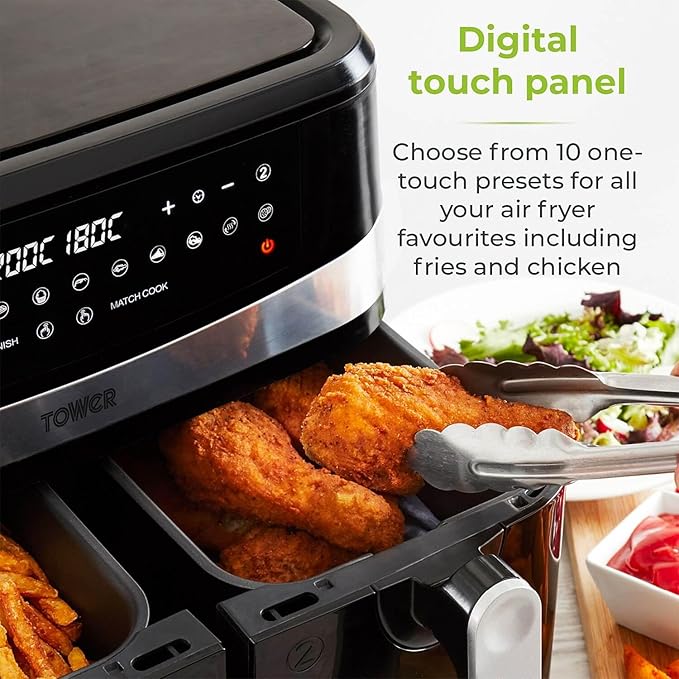 9L TOWER VORTX TWO DRAWER DIGITAL AIR FRYER