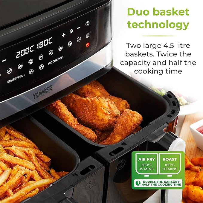 9L TOWER VORTX TWO DRAWER DIGITAL AIR FRYER