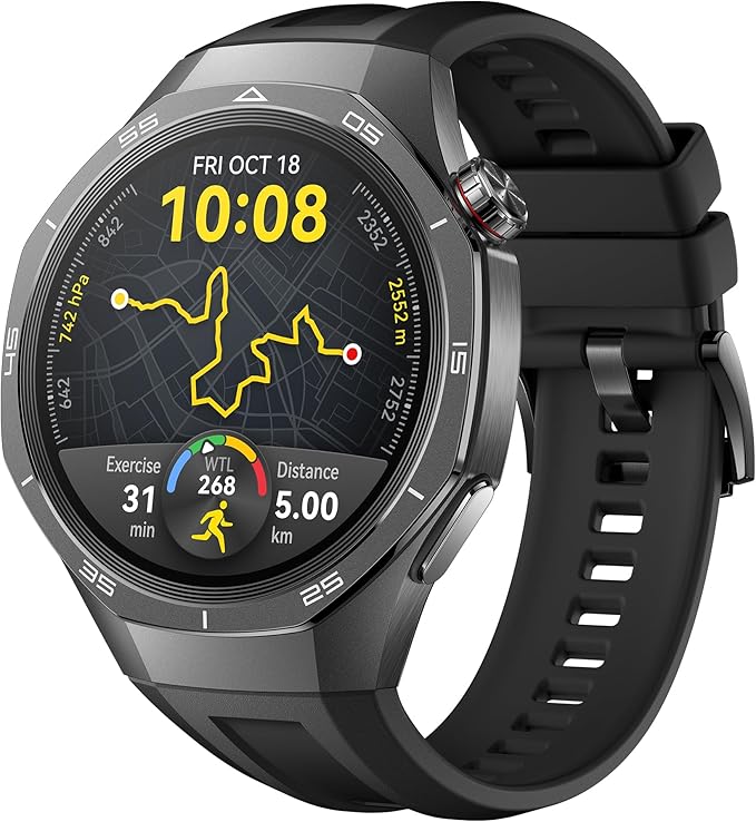 HUAWEI WATCH GT 5 Pro 46 mm Smartwatch for men, Titanium Alloy, Golf Watch, Health Tracking, ECG monitoring, up to 14 Days Battery Life, GPS, Bluetooth call, iOS& Android Compatible, Black