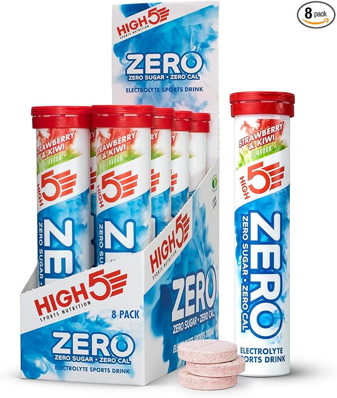 HIGH5 ZERO Electrolyte Tablet - Hydration Tablets Enhanced with Vitamin C - 0 Calories & Sugar Free - Boost Hydration, Performance & Wellness - Strawberry & Kiwi, 160 Tablets (20x, Pack of 8)