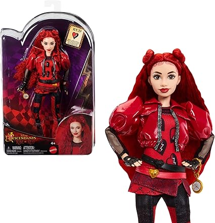 Mattel Disney Descendants: The Rise of Red Fashion Doll & Accessory Red, Daughter of Queen of Hearts with Movie-Inspired Clothes & Pocket Watch